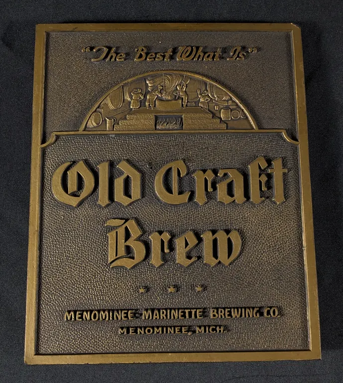 PRESSED FIBRE SIGN OLD CRAFT BREW BEER MENOMINEE MICHIGAN
