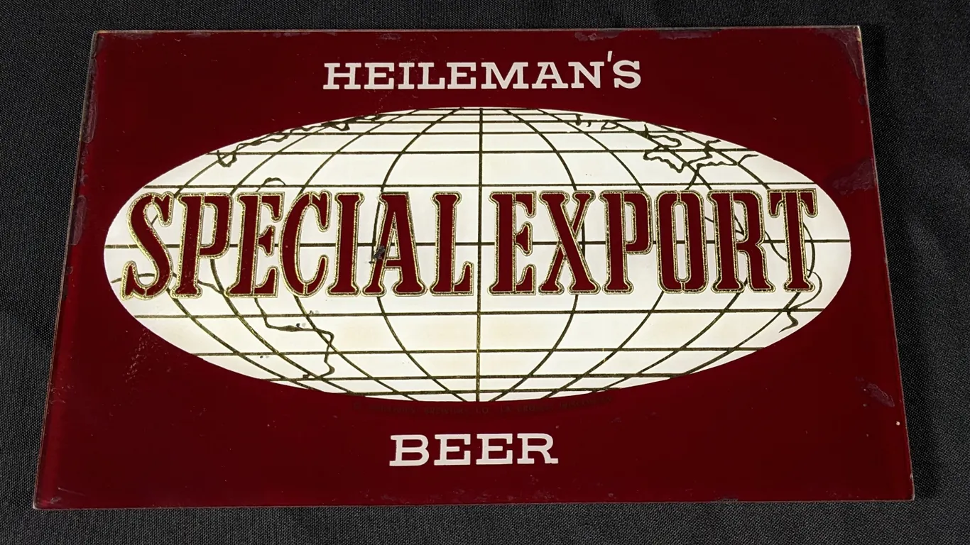 GLASS SIGN HEILEMANS SPECIAL EXPORT BEER LA CROSSE WISCONSIN