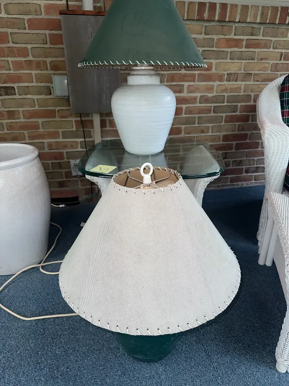 Two outdoor table lamps