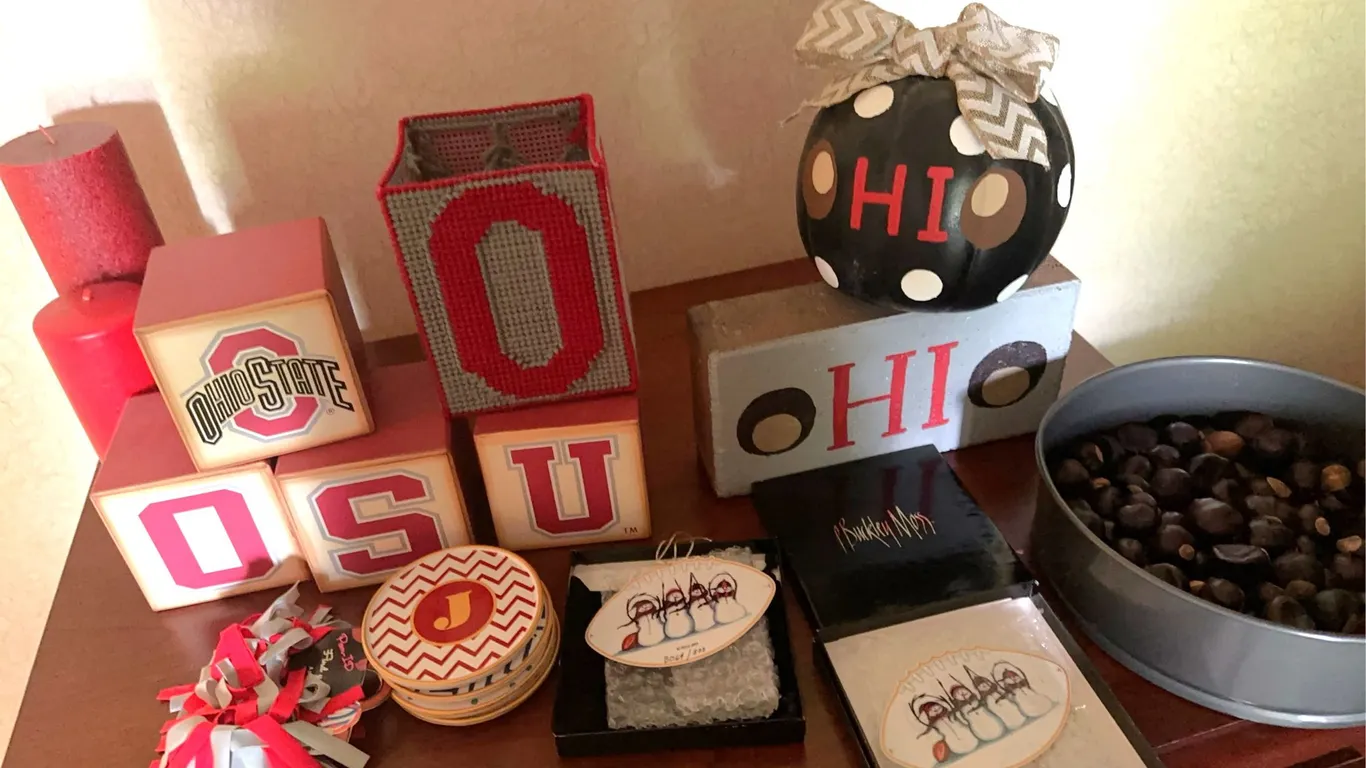 Go Buckeyes! P. Buckley Moss ornaments etc