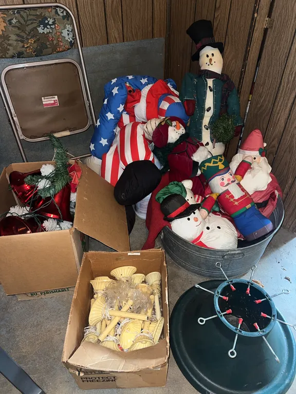 Christmas tree stand and holiday decor