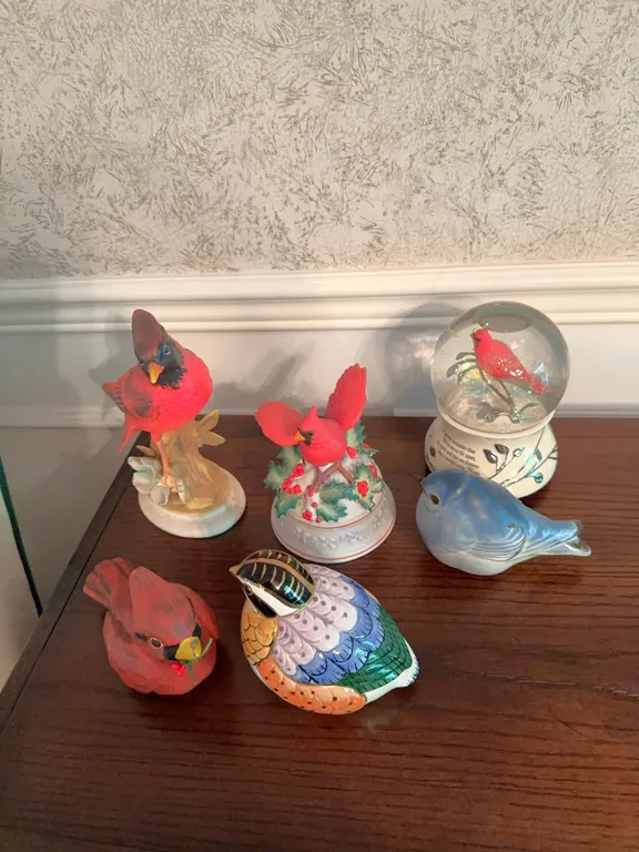 Bird and cardinal figurines