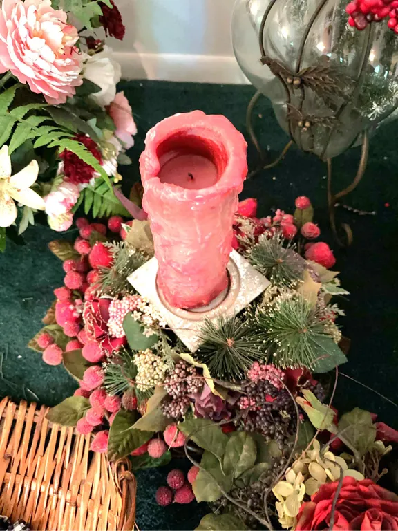 Faux botanicals and baskets