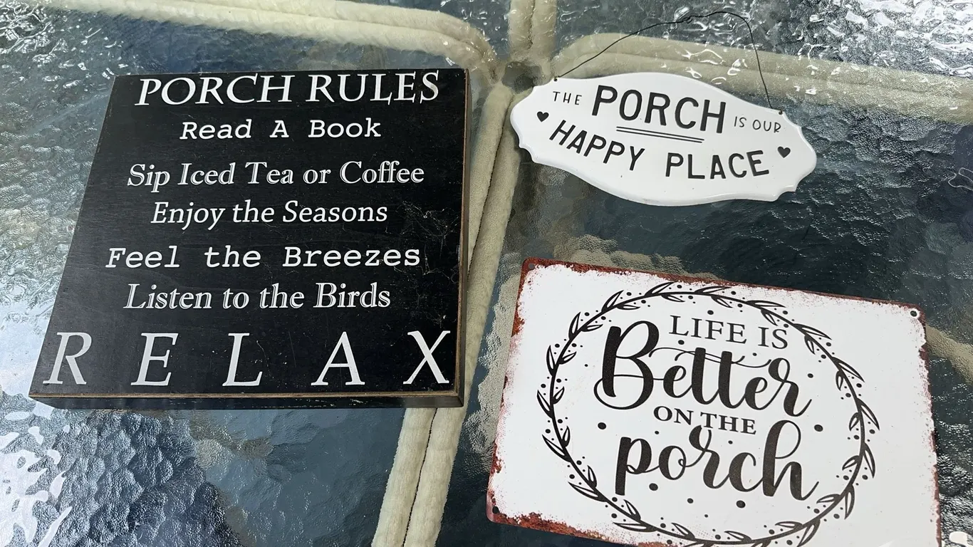 Fun porch decor signage