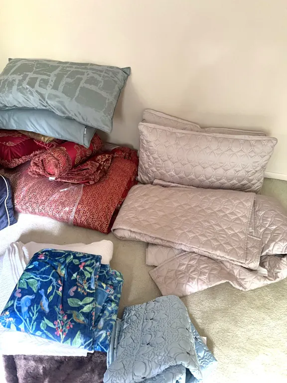 King size bed linens, etc.