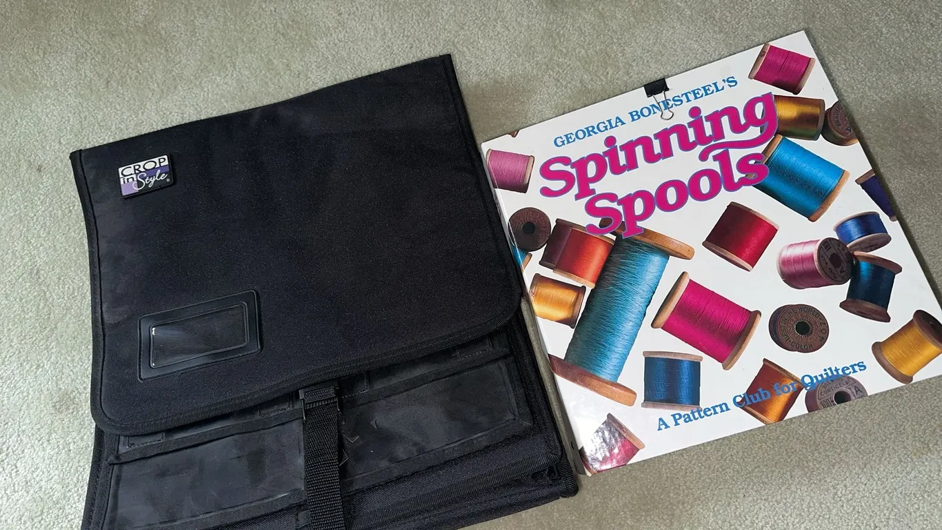 Binder with quilt patterns, crafting storage