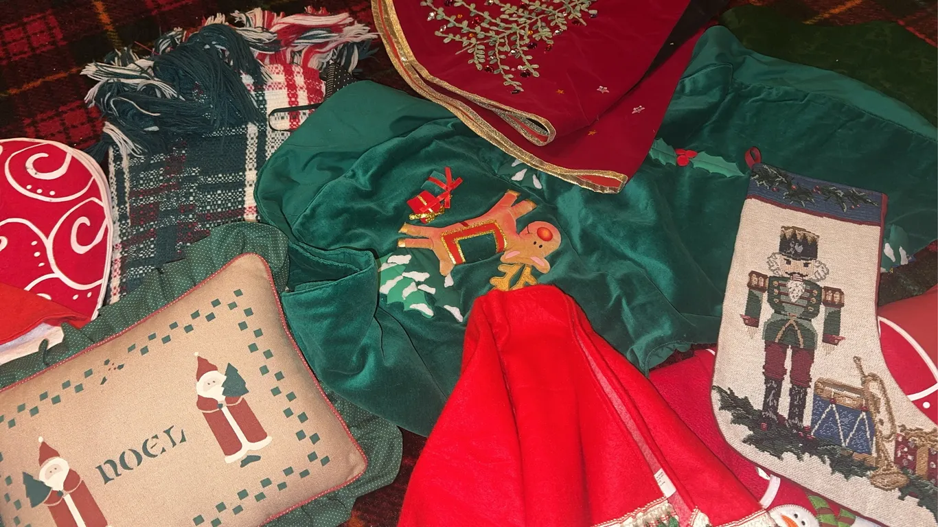 Christmas tree skirts, etc.