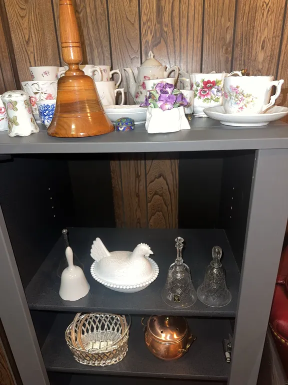 Hen on a nest and tea cup collection etc