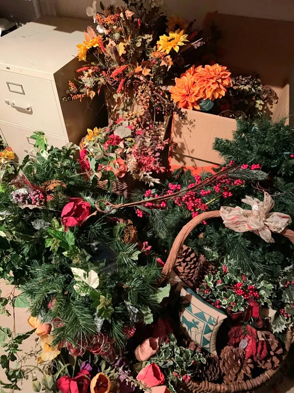 Holiday wreaths and greenery