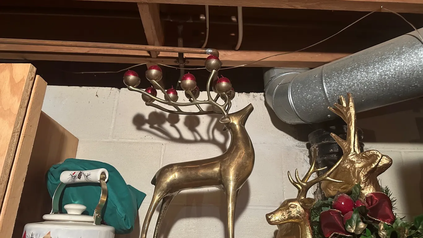 Large brass reindeer candleholder etc