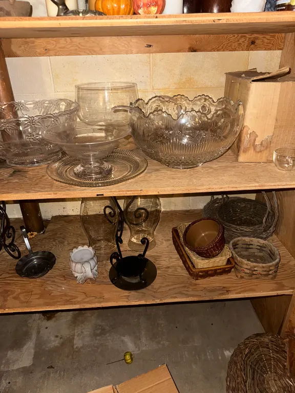 Punch bowl, cups, cake plate etc