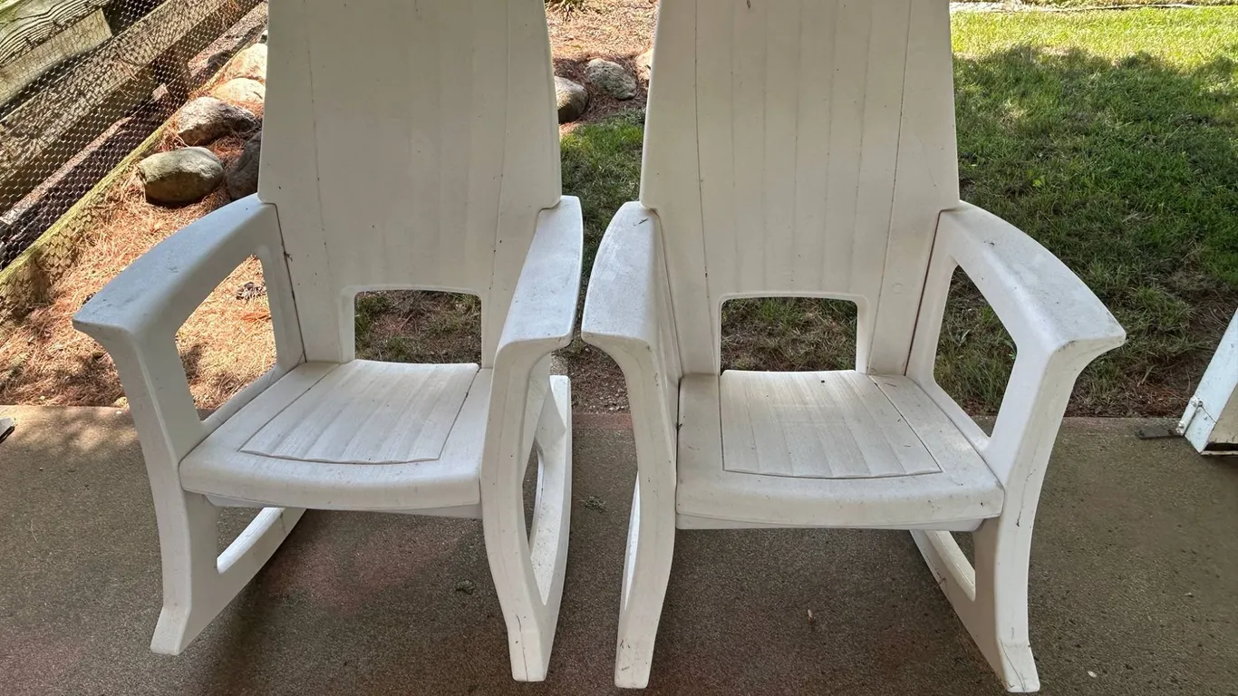 White Outdoor Plastic Rocking Patio Chairs