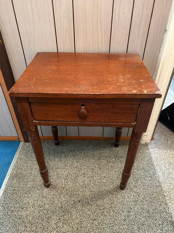 Antique Solid Wood Single Drawer Side Table