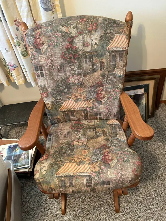 Upholstered Wood-Frame Glider Rocker