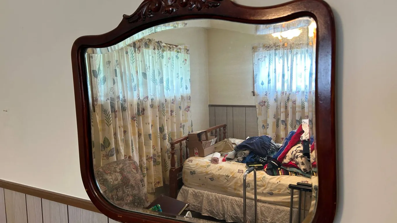 Antique Wall Mirror With Ornate Wooden Frame