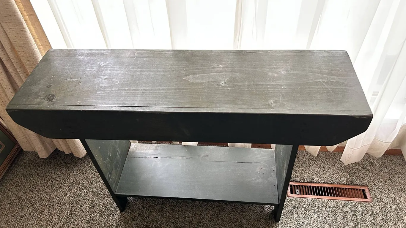 Painted Wood Console Table with Lower Shelf