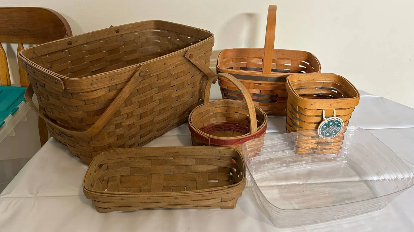 Multiple Longaberger Woven Wood Baskets