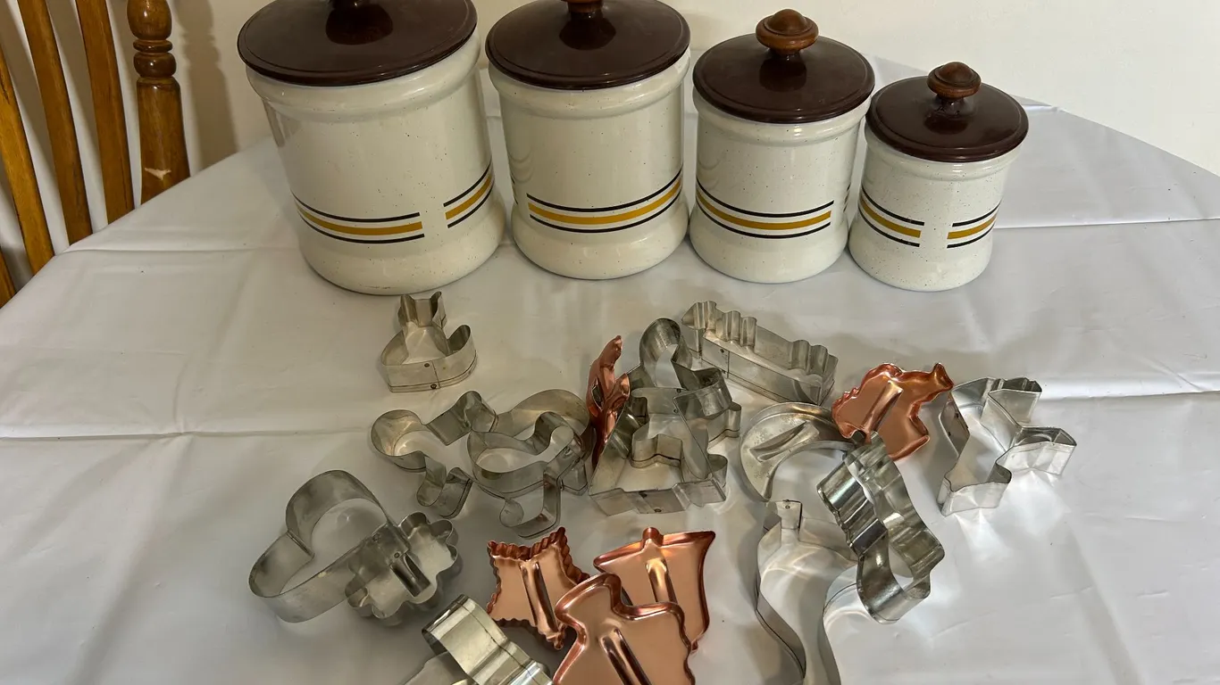 West Bend Metal Canister Set and Metal Cookie Cutters