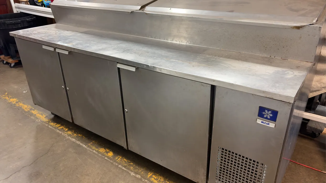 McCall PTA-3 Commercial Refrigerated Prep Table with Three Door Cabinet