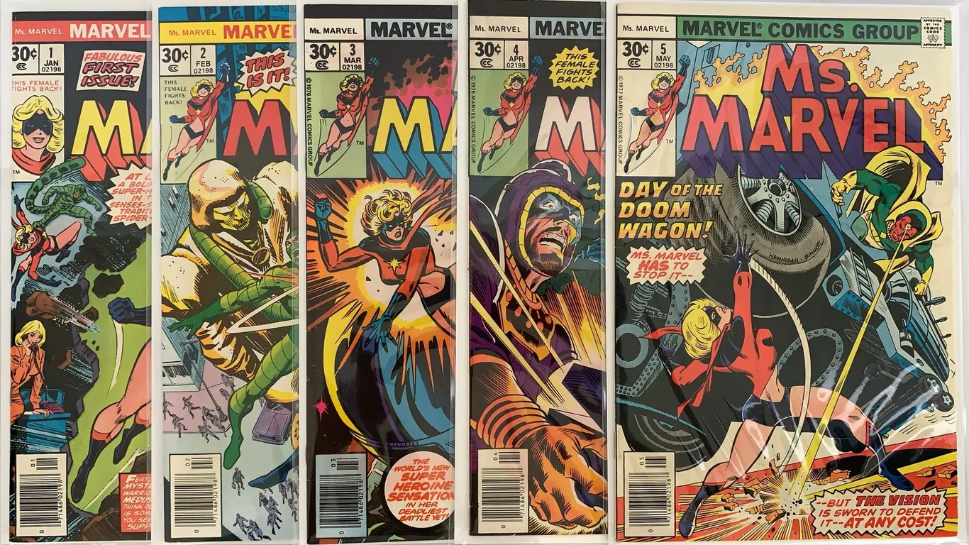 Ms. Marvel #1-5 Comic Lot - Marvel - 1977