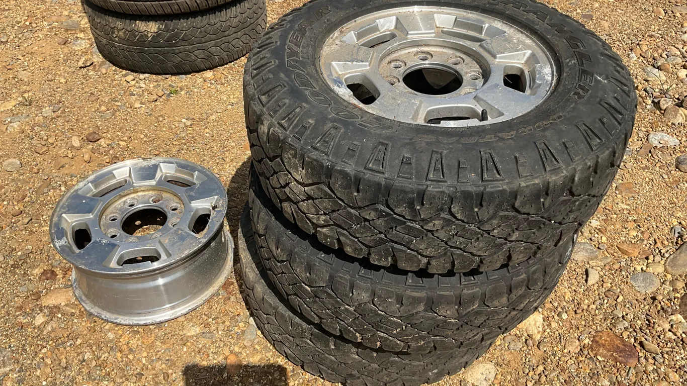 QTY OF (3) GOODYEAR WRANGLER 245/75R17 TUBELESS AIR FILL TIRES,