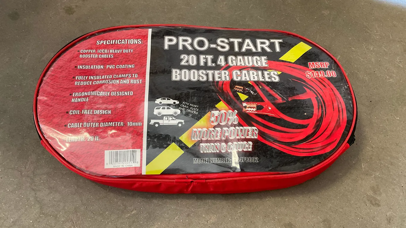 UNUSED PRO START PS4PB002 4 GA 20' BOOSTER CABLES