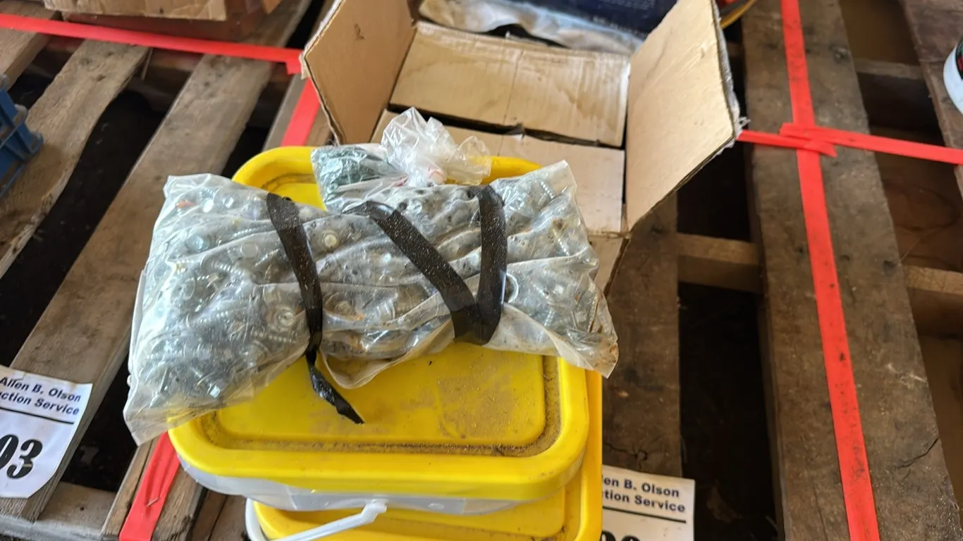 BOX OF 7" SPIKES, ROOFING SCREWS & DECK SCREWS