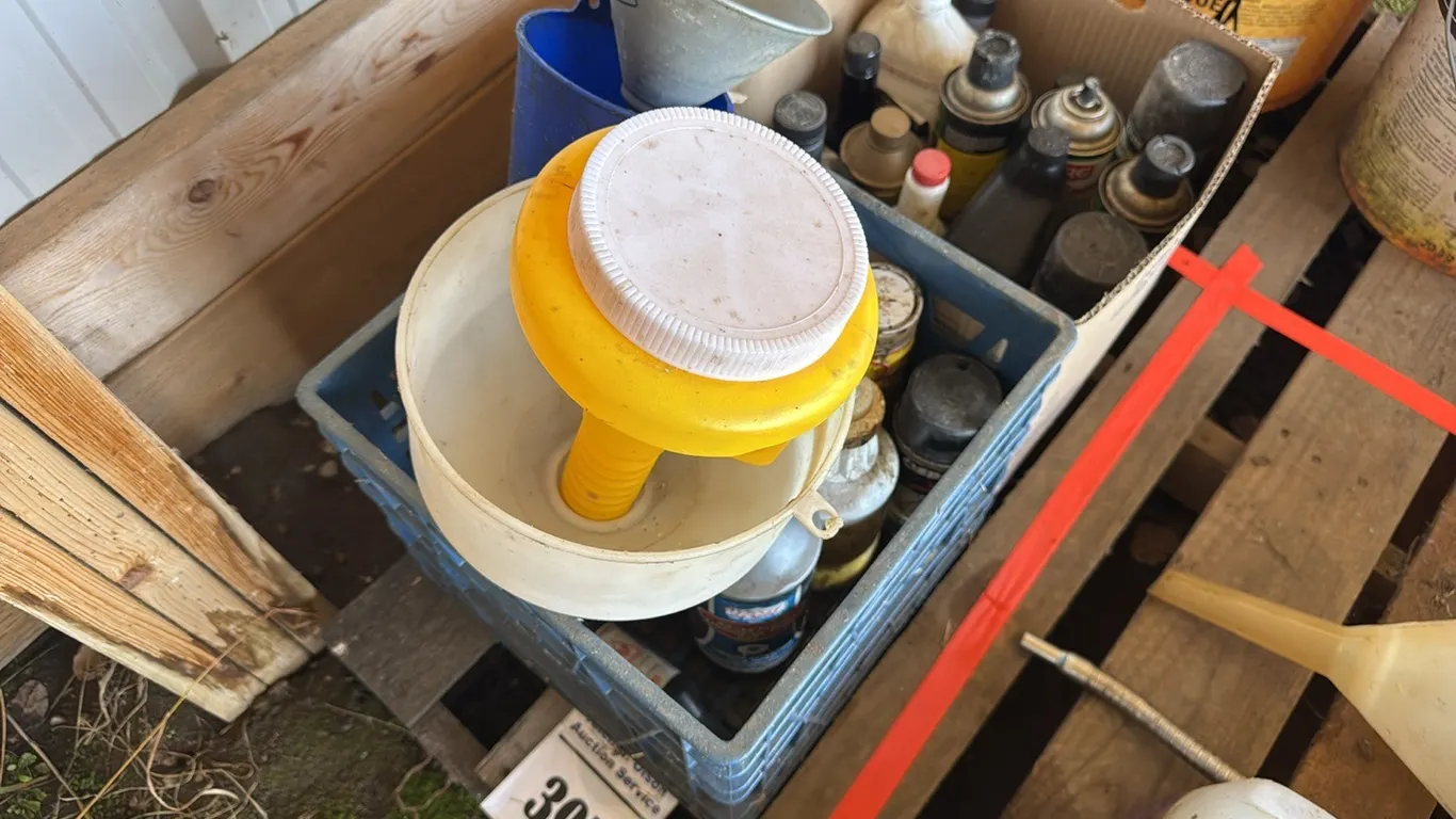 2 - BOXES OF ASSORT SHOP FLUIDS & FUNNELS