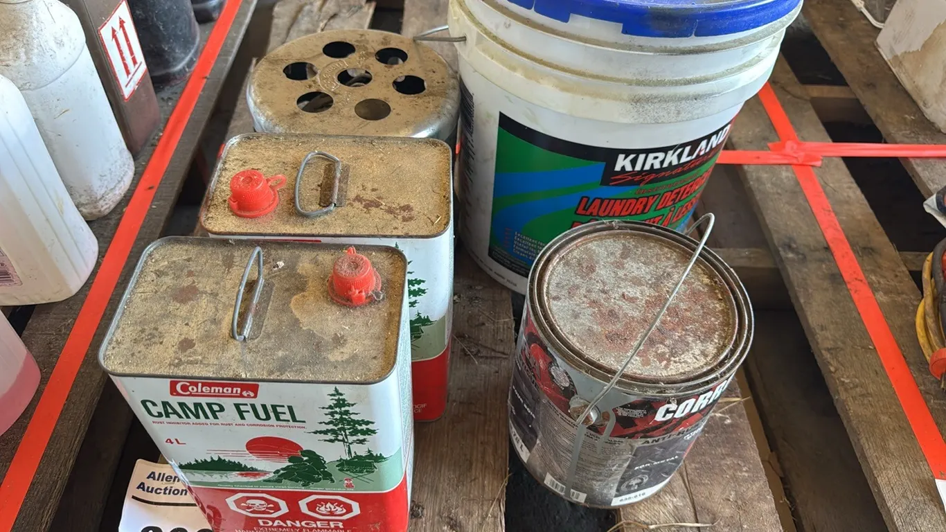 2 - CANS COLEMAN CAMP FUEL, COLEMAN HEATER & MORE