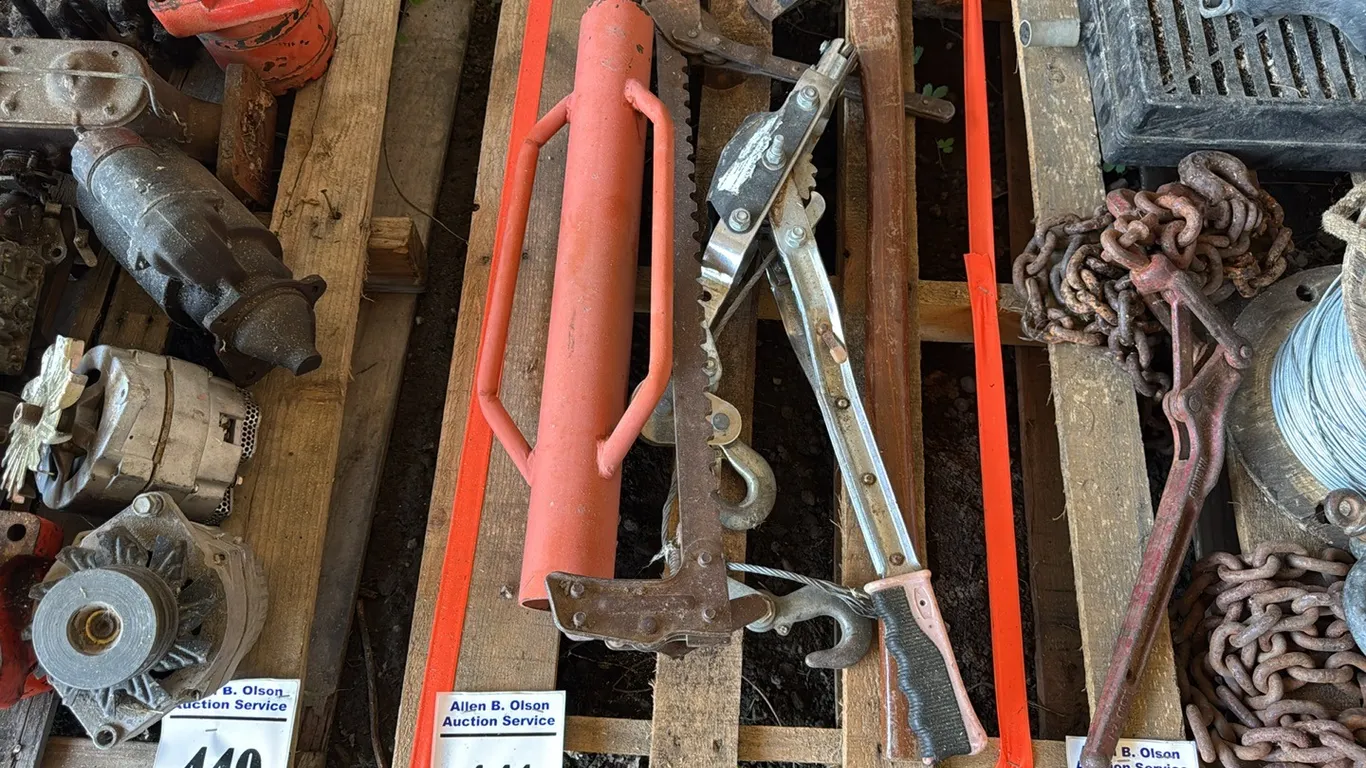 WIRE STRETCHER, HAND POST POUNDER, AXE & CABLE COME-ALONG