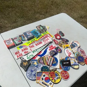 car stickers, patches, sports cards
