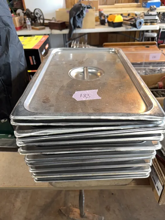 restaurants steam table pans with some covers