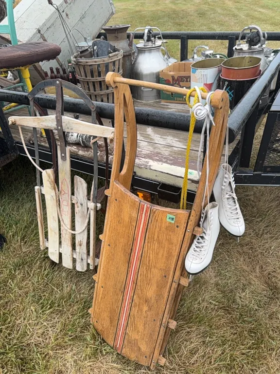 2 wood sleds