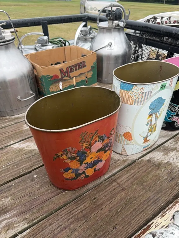3 vintage waste baskets
