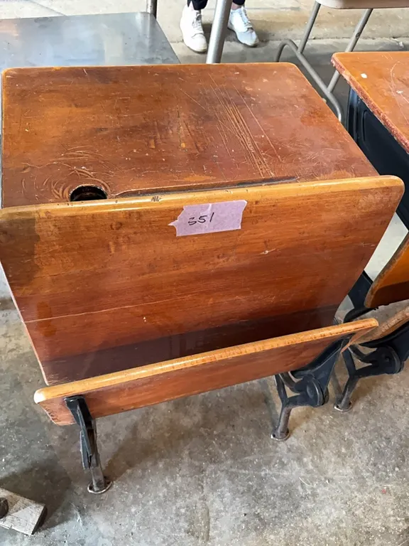 School desk, stamped steel
