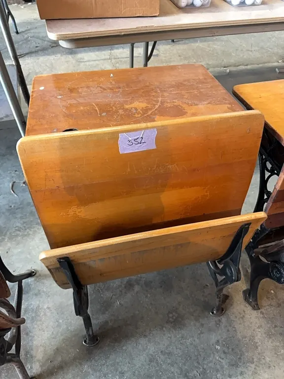 School desk, stamped steel