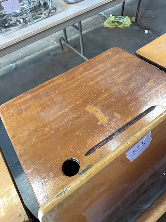 School desk, stamped steel