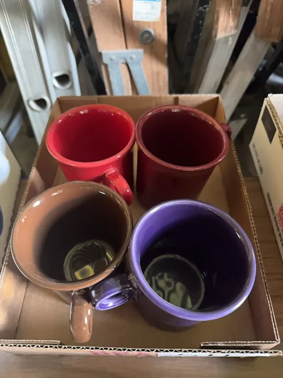 Fiesta ware 4 ring handle coffee mugs