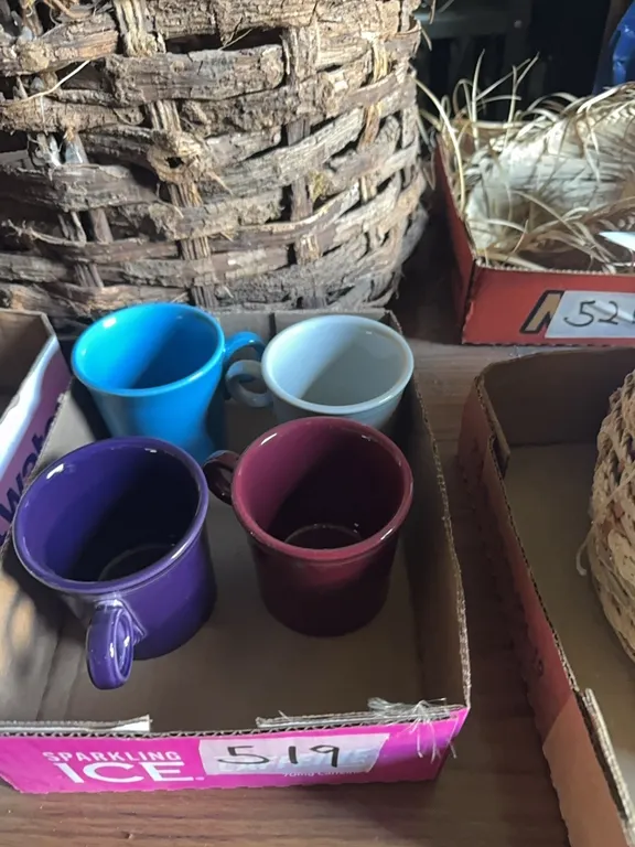 4 Fiesta ware ring handle coffee mugs