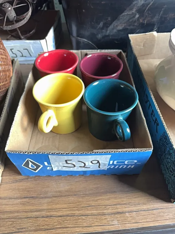 4 Fiesta ware ring handle coffee mugs