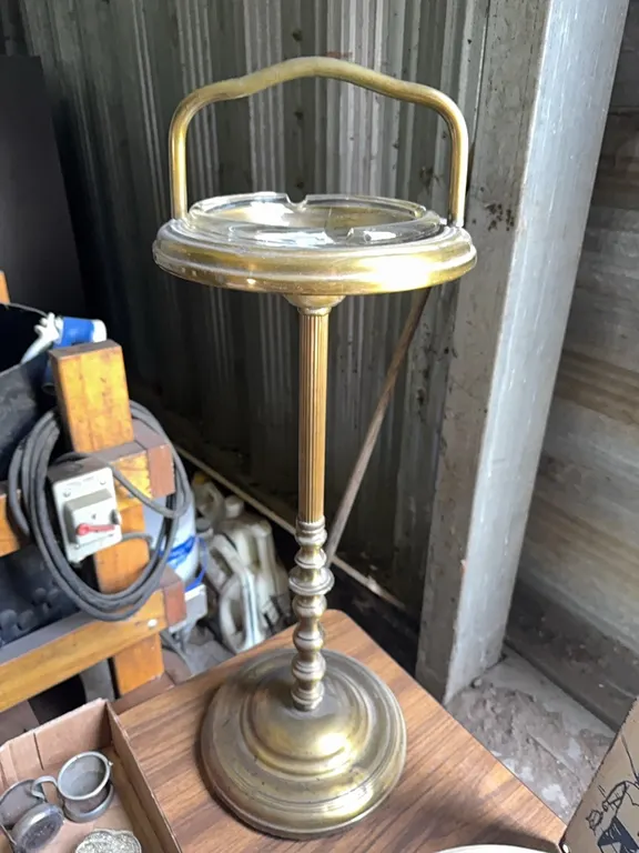 Brass & glass Antique ashtray - 30" tall