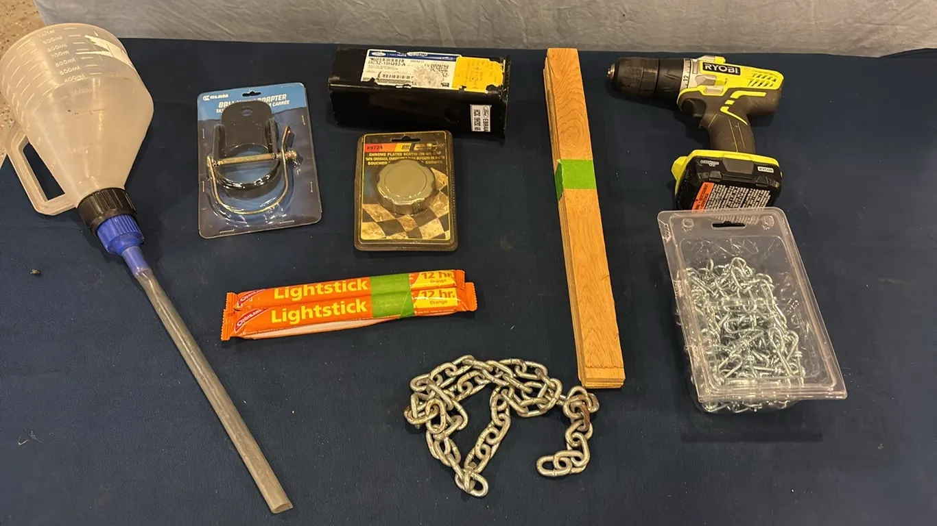 Drill, adaptor, chain, and misc