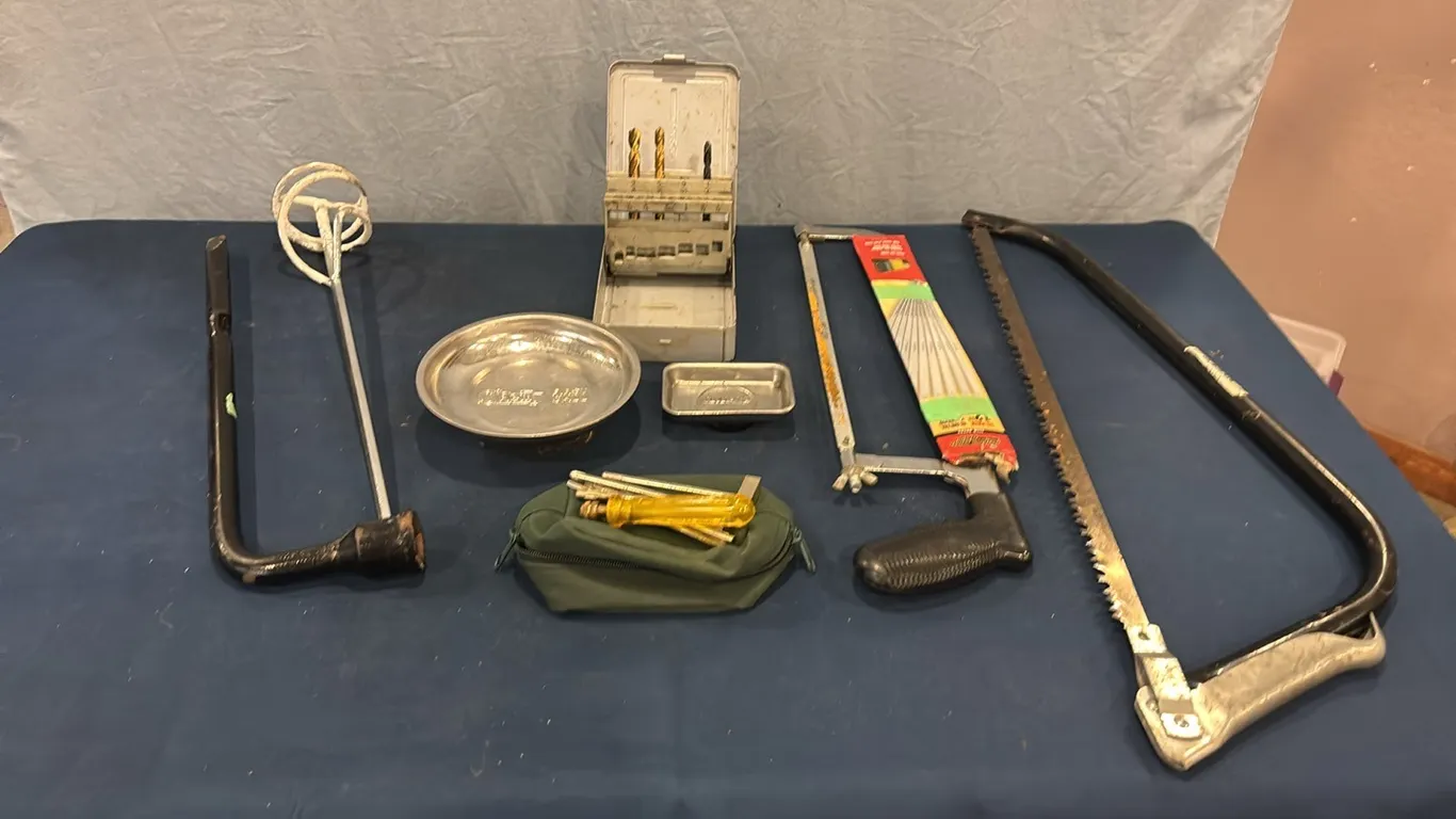 Handsaws, drill bits, and misc