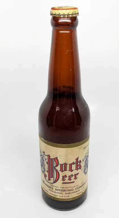 IRTP 12 OZ PAPER LABEL BOTTLE BOCK BEER FARMERS BREWING CO SHAWANO WISCONSIN