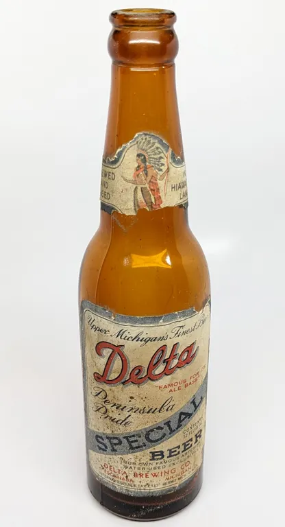 IRTP 12 OZ PAPER LABEL BOTTLE DELTA PENINSULA PRIDE SPECIAL BEER ESCANABA MICHIGAN