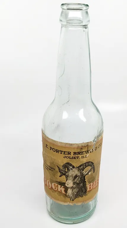 PRE PROHIBITION 12 OZ PAPER LABEL BOTTLE BOCK BEER E PORTER BREWING JOLIET ILLINOIS