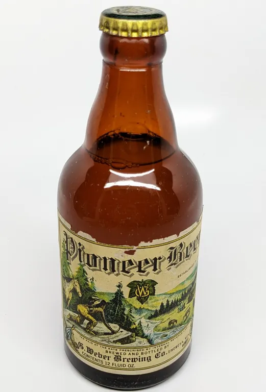 IRTP 12 OZ PAPER LABEL STEINIE BOTTLE PIONEER BEER G WEBER BREWING THERESA WISCONSIN