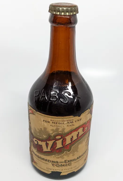 PROHIBITION ERA 12 OZ PAPER LABEL BOTTLE PABST VIM MILWAUKEE WISCONSIN (FOR MEDICINAL USE)