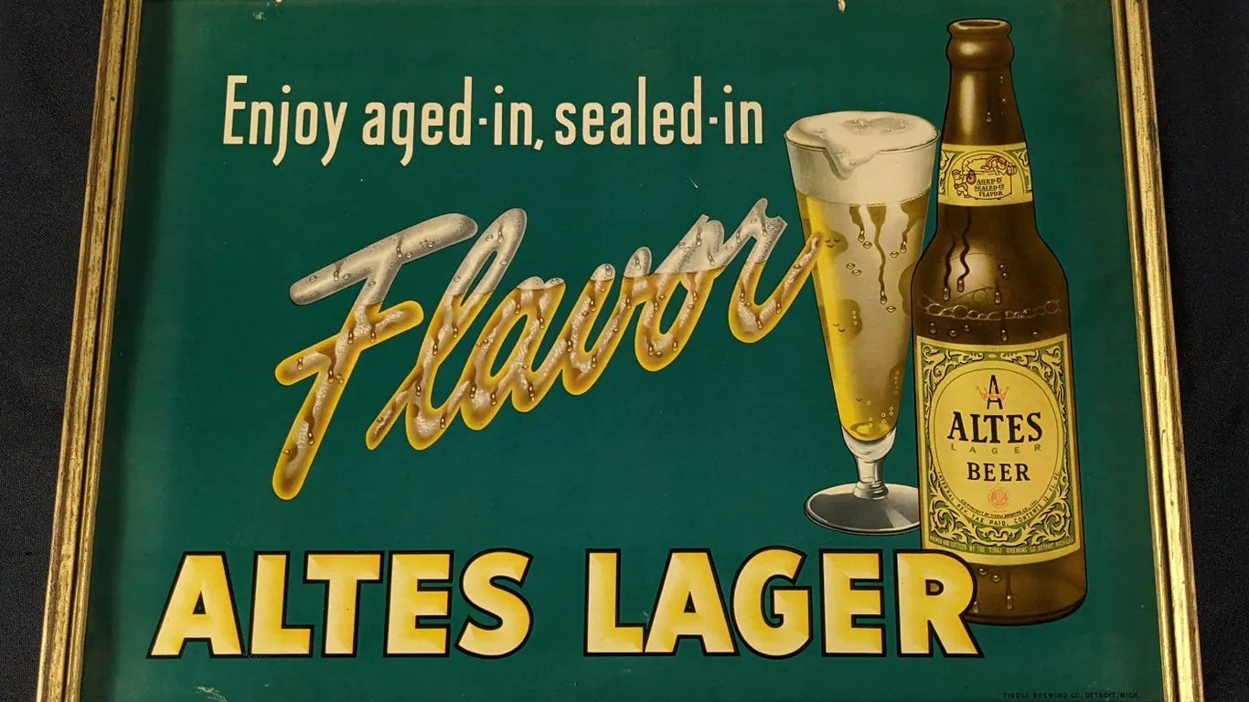 ALTES LAGER BEER TIVOLI BREWING DETROIT MICHIGAN SIGN