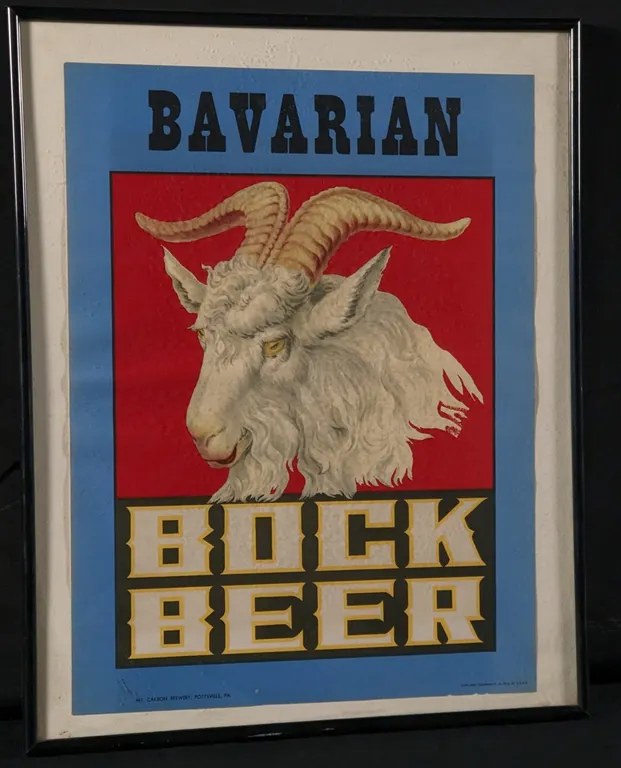 1941 LITHO SIGN BAVARIAN BOCK BEER CARBON BREWERY POTTSVILLE PENNSYLVANIA